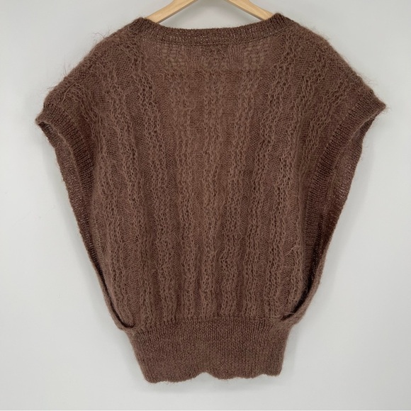 Vintage Christian Dior Separates Mohair Wool Brown Button V Neck Sweater Vest - Picture 5 of 9